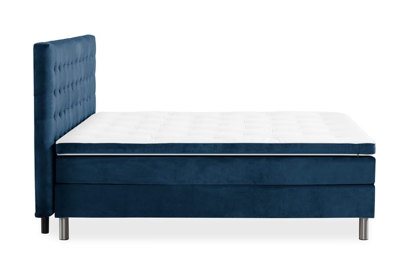 Ella Sängpaket 180x200 cm Rutig Gavel - Mörkblå/Sammet - Möbler - Säng - Komplett sängpaket