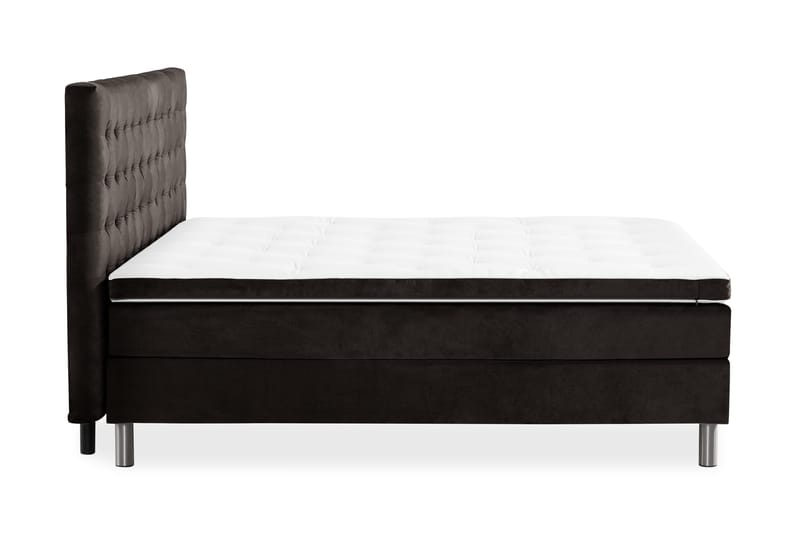 Ella Sängpaket 180x200 cm Rutig Gavel - Mörkgrå/Sammet - Möbler - Säng - Komplett sängpaket