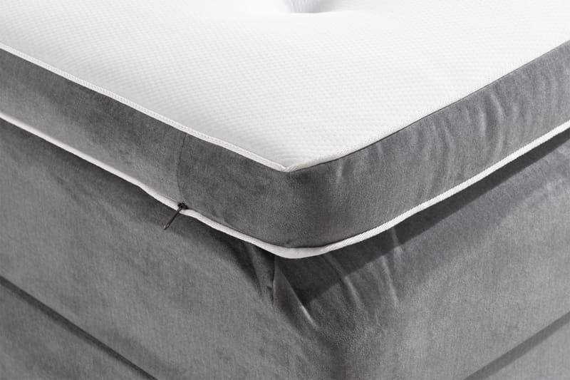 Ella Sängpaket 90x200 cm Djuphäftad Gavel - Ljusgrå/Sammet - Möbler - Säng - Komplett sängpaket