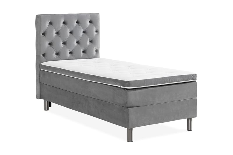 Ella Sängpaket 90x200 cm Djuphäftad Gavel - Ljusgrå/Sammet - Möbler - Säng - Komplett sängpaket