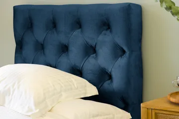 Ella Sängpaket 90x200 cm Djuphäftad Gavel - Mörkblå/Sammet - Möbler - Säng - Komplett sängpaket