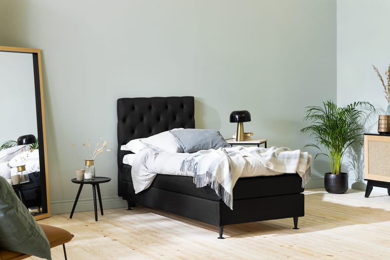 Ella Sängpaket 90x200 cm Djuphäftad Gavel - Svart - Möbler - Säng - Komplett sängpaket