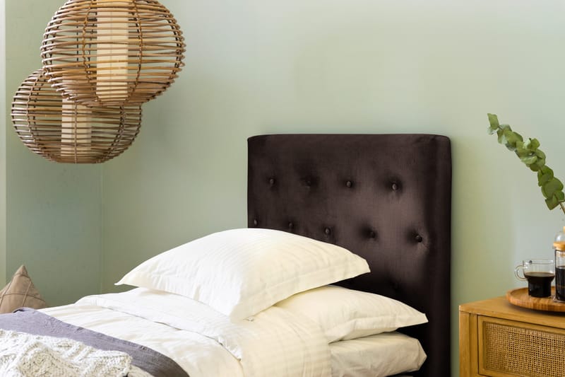 Ella Sängpaket 90x200 cm Knapp Gavel - Brun/Sammet - Möbler - Säng - Komplett sängpaket