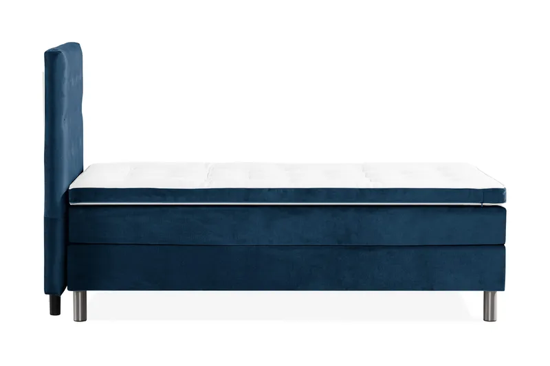Ella Sängpaket 90x200 cm Knapp Gavel - Mörkblå/Sammet - Möbler - Säng - Komplett sängpaket