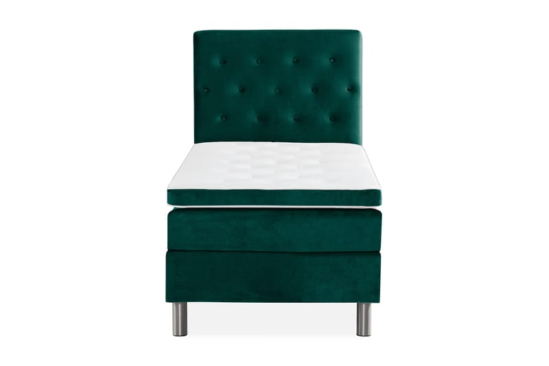 Ella Sängpaket 90x200 cm Knapp Gavel - Mörkgrön/Sammet - Möbler - Säng - Komplett sängpaket