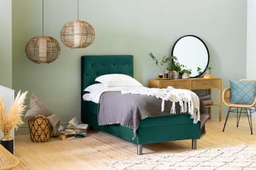 Ella Sängpaket 90x200 cm Knapp Gavel - Mörkgrön/Sammet - Möbler - Säng - Komplett sängpaket