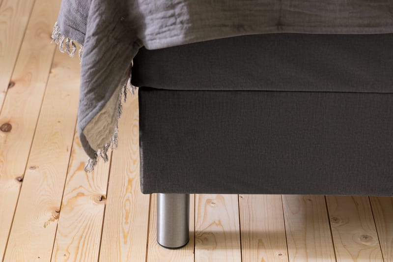 Ella Sängpaket 90x200 cm Rutig Gavel - Mörkgrå/Sammet - Möbler - Säng - Komplett sängpaket