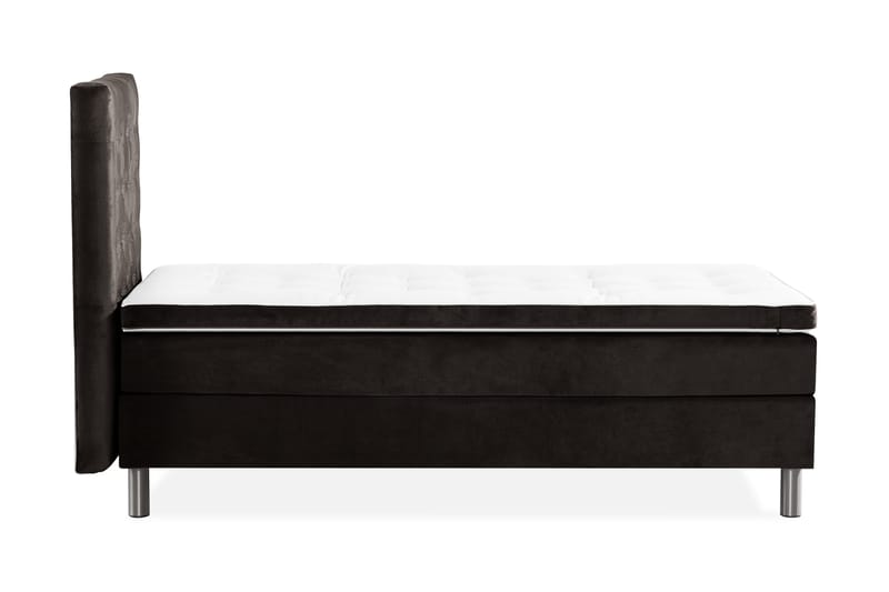 Ella Sängpaket 90x200 cm Rutig Gavel - Mörkgrå/Sammet - Möbler - Säng - Komplett sängpaket