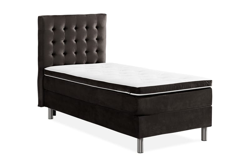 Ella Sängpaket 90x200 cm Rutig Gavel - Mörkgrå/Sammet - Möbler - Säng - Komplett sängpaket