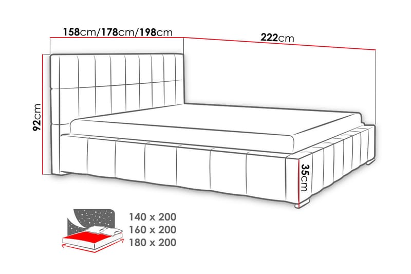 Elverum Säng 160x200 cm - Beige - Sängram & sängstomme