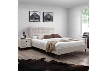 Emilia Komplett Sängpaket – Sängram 180x200 i Tyg med Sänggavel + Bäddmadrass med Fasthetsgrad - Beige - Möbler - Säng - Sängram & sängstomme