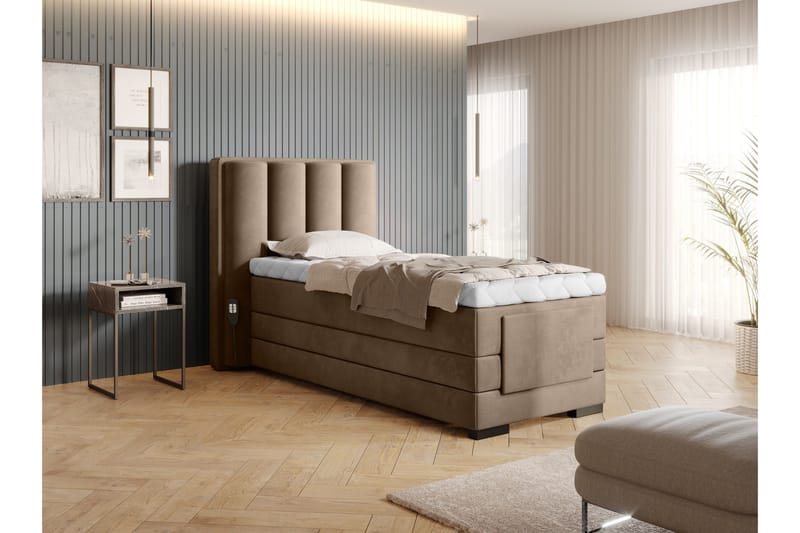 Banti Ställbar Kontinentalsäng 90x200 cm - Beige - Möbler - Säng - Enkelsäng