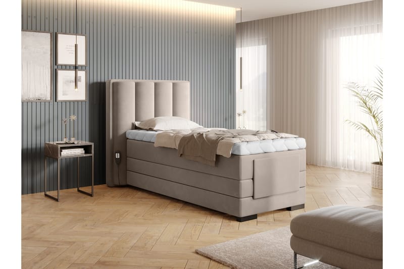 Banti Ställbar Kontinentalsäng 90x200 cm - Beige - Möbler - Säng - Enkelsäng
