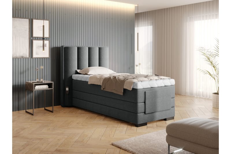 Banti Ställbar Kontinentalsäng 90x200 cm - Grå - Möbler - Säng - Enkelsäng