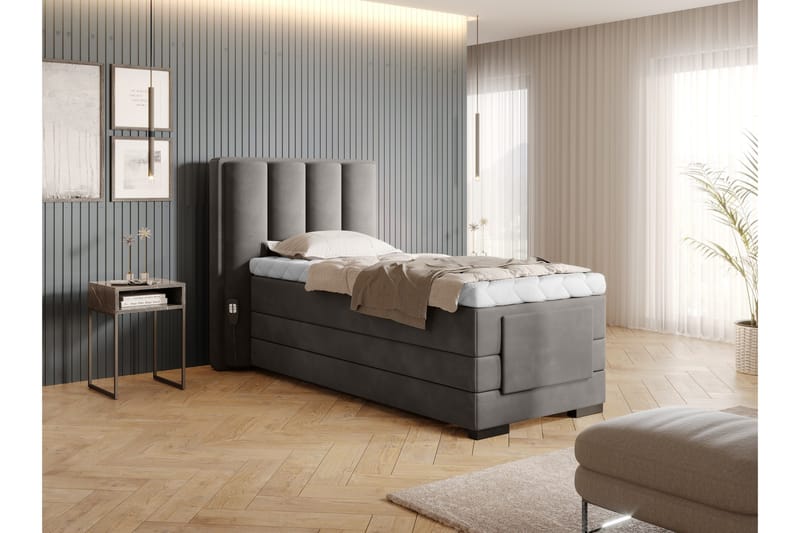 Banti Ställbar Kontinentalsäng 90x200 cm - Grå - Möbler - Säng - Enkelsäng