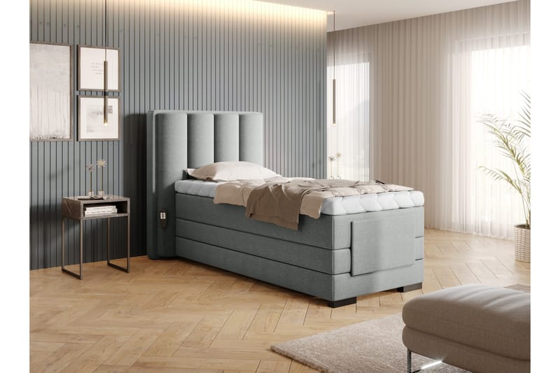 Banti Ställbar Kontinentalsäng 90x200 cm - Grå - Möbler - Säng - Enkelsäng
