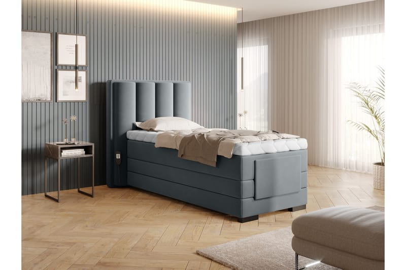 Banti Ställbar Kontinentalsäng 90x200 cm - Grå - Möbler - Säng - Enkelsäng