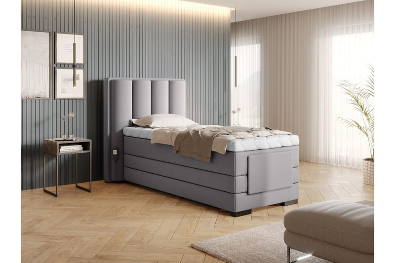 Banti Ställbar Kontinentalsäng 90x200 cm - Grå - Möbler - Säng - Enkelsäng