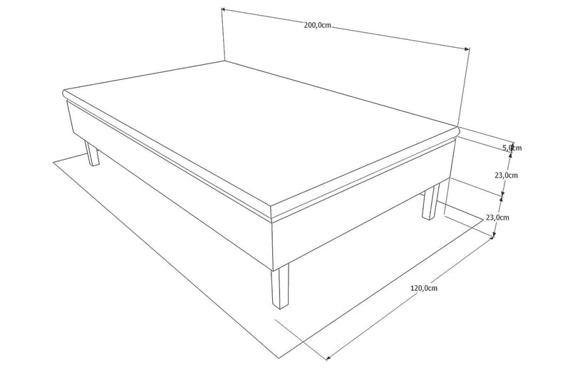 Viken Bas Ramsäng 120x200 cm - Grå/Ek - Möbler - Säng - Enkelsäng