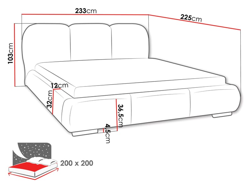 Fito Sängram med förvaring 200x200 cm - rosa - Möbler - Säng - Sängram & sängstomme