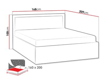 Fonti Sängram 160x200 cm med Lyftförvaring - Brun|svart - Möbler - Säng - Sängram & sängstomme
