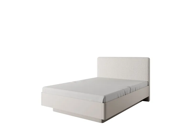 Forba Sängram 160x200 cm i Bouclé med Sänggavel och Träram, Beige