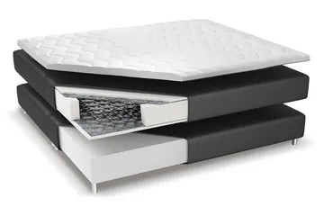 Franco Komplett Sängpaket med förvaring LED-belysning 180x200 cm + 2st Franco Sängbord - Grå|Sammet - Möbler - Säng - Komplett sängpaket