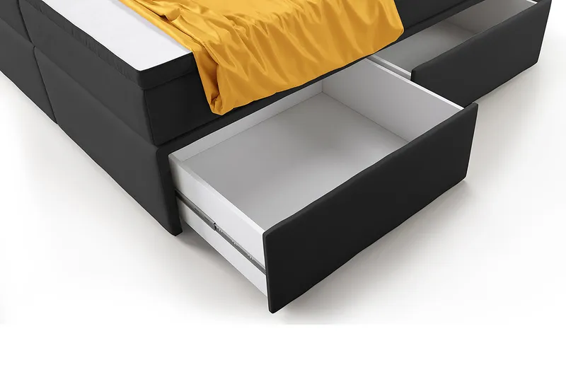 Franco Komplett Sängpaket med förvaring LED-belysning 180x200 cm - Grå / Sammet - Möbler - Säng - Sängar med förvaring