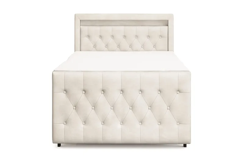 Franco Light Komplett Sängpaket med förvaring LED-belysning 120x200 cm, Beige