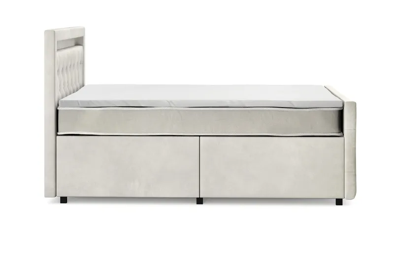 Franco Light Komplett Sängpaket med förvaring LED-belysning 120x200 cm - Beige - Möbler - Säng - Komplett sängpaket