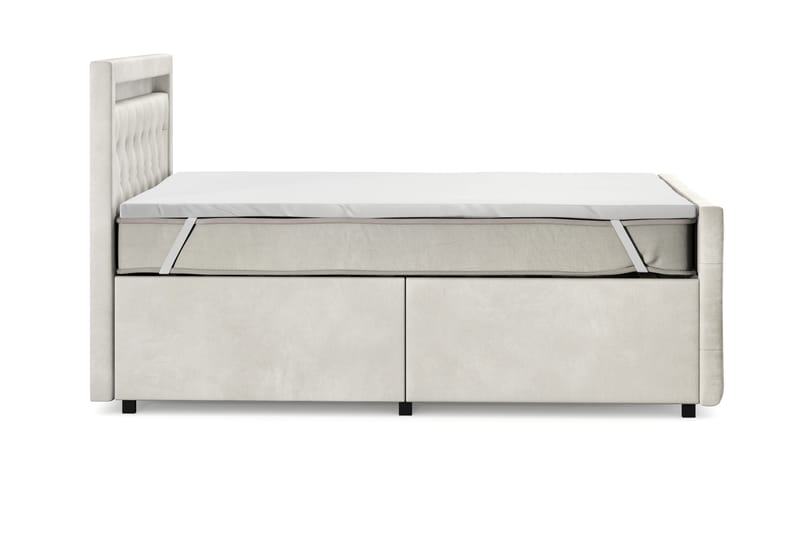 Franco Light Komplett Sängpaket med förvaring LED-belysning 120x200 cm - Beige - Möbler - Säng - Komplett sängpaket