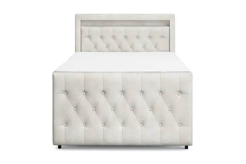 Franco Light Komplett Sängpaket med förvaring LED-belysning 120x200 cm - Beige - Möbler - Säng - Komplett sängpaket
