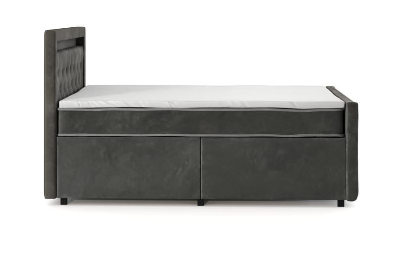 Franco Light Komplett Sängpaket med förvaring LED-belysning 120x200 cm - Grå - Möbler - Säng - Komplett sängpaket