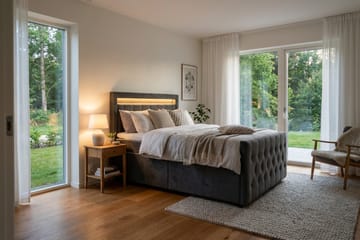 Franco Light Komplett Sängpaket med förvaring LED-belysning 120x200 cm - Grå - Möbler - Säng - Komplett sängpaket
