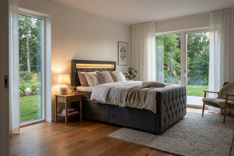 Franco Light Komplett Sängpaket med förvaring LED-belysning 120x200 cm - Grå - Möbler - Säng - Komplett sängpaket