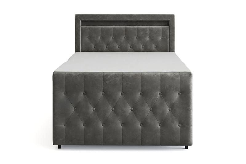 Franco Light Komplett Sängpaket med förvaring LED-belysning 120x200 cm - Grå - Möbler - Säng - Komplett sängpaket