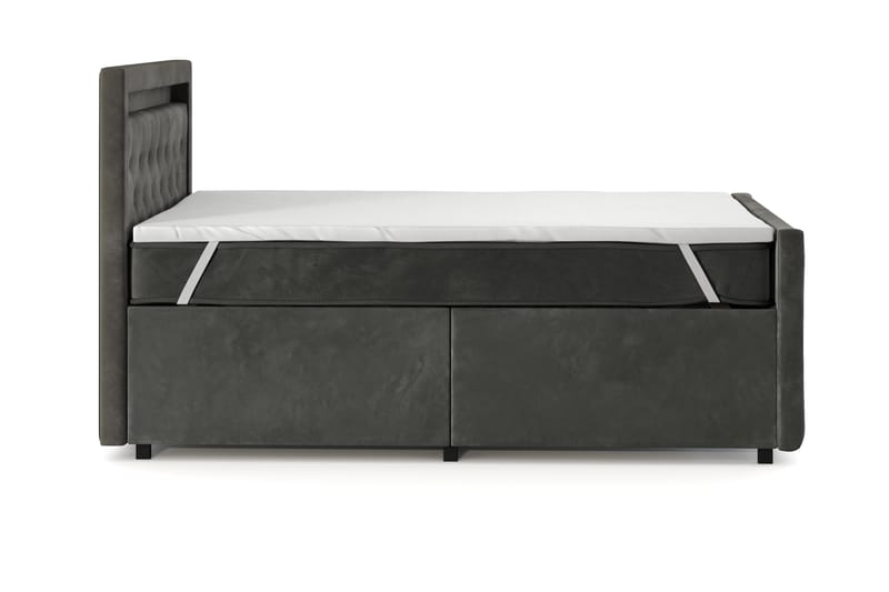 Franco Light Komplett Sängpaket med förvaring LED-belysning 120x200 cm - Grå - Möbler - Säng - Komplett sängpaket