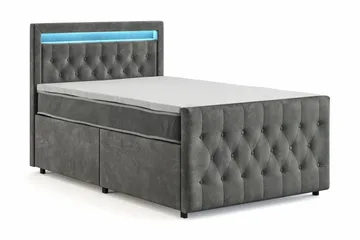 Franco Light Komplett Sängpaket med förvaring LED-belysning 120x200 cm - Grå - Möbler - Säng - Komplett sängpaket