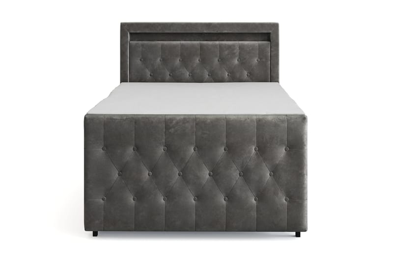 Franco Light Komplett Sängpaket med förvaring LED-belysning 120x200 cm, Grå