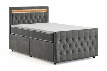 Franco Light Komplett Sängpaket med förvaring LED-belysning 120x200 cm - Grå - Möbler - Säng - Komplett sängpaket