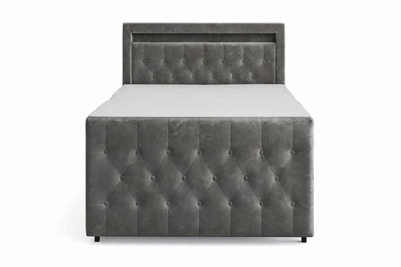 Franco Light Komplett Sängpaket med förvaring LED-belysning 120x200 cm, Grå