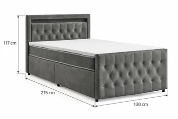 Franco Light Komplett Sängpaket med förvaring LED-belysning 120x200 cm - Grå - Möbler - Säng - Komplett sängpaket