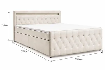 Franco light Komplett Sängpaket med förvaring LED-belysning 180x200 cm - Beige - Möbler - Säng - Komplett sängpaket