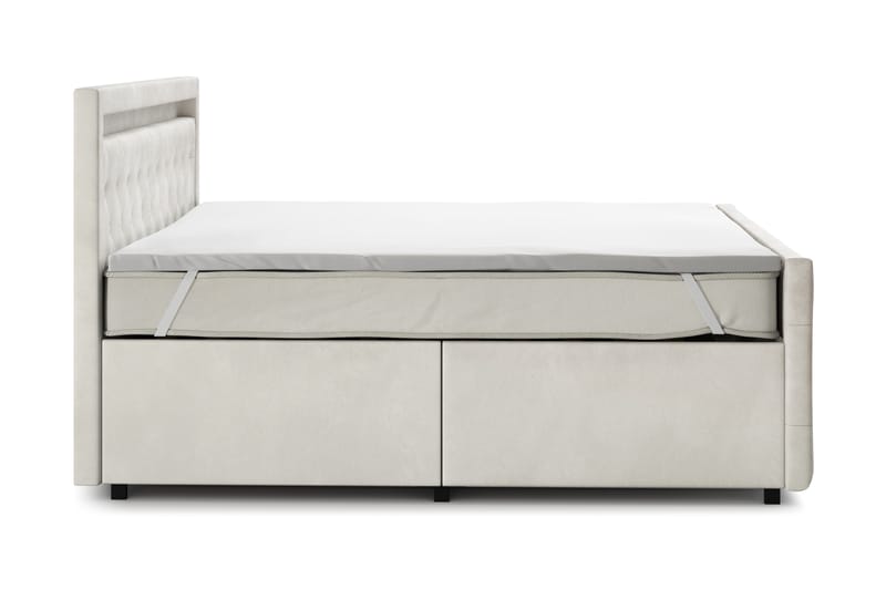 Franco Light Komplett Sängpaket med förvaring LED-belysning 180x200 cm - Beige - Möbler - Säng - Komplett sängpaket