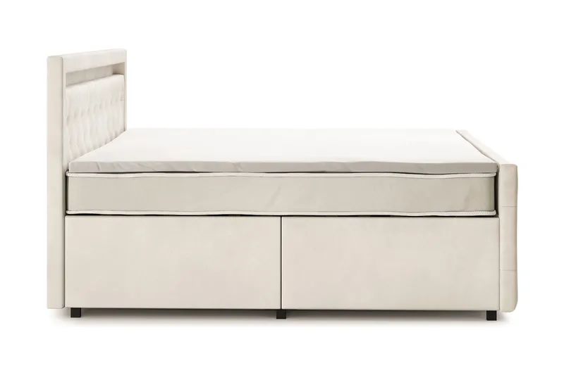 Franco light Komplett Sängpaket med förvaring LED-belysning 180x200 cm - Beige - Möbler - Säng - Komplett sängpaket