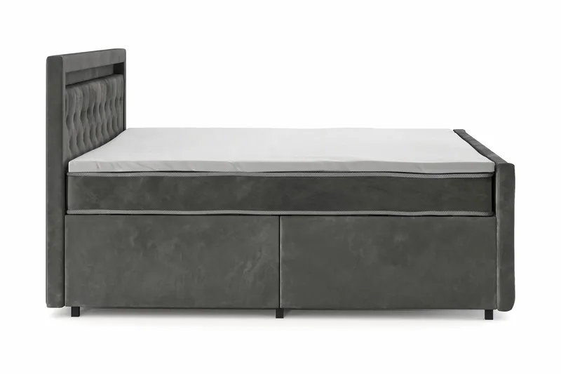 Franco light Komplett Sängpaket med förvaring LED-belysning 180x200 cm - Grå - Möbler - Säng - Komplett sängpaket