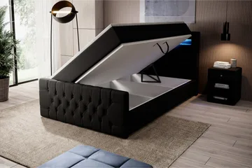 Franco Sängpaket med förvaring 120x200 LED-belysning - 120x200 Svart (+Fler val) - Möbler - Säng - Komplett sängpaket
