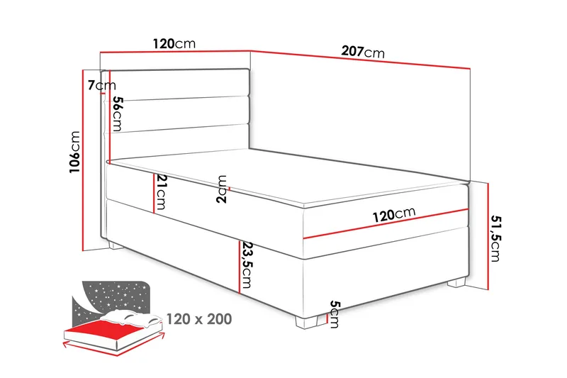 Frodsham Sängpaket Förvaringssäng 120x200 cm - Blå - Möbler - Säng - Komplett sängpaket