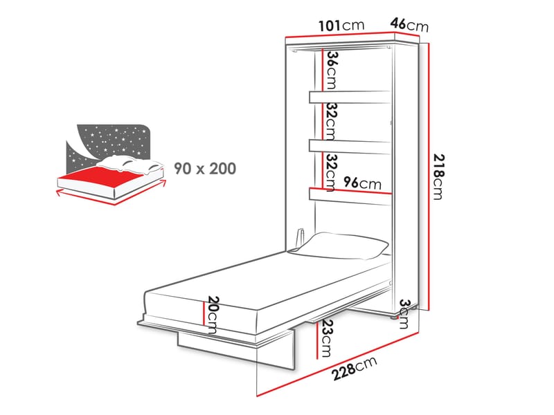 Rauk Sängskåp 101x218 cm - Kashmir - Möbler - Säng - Gästsäng & extrasäng - Utdragssäng