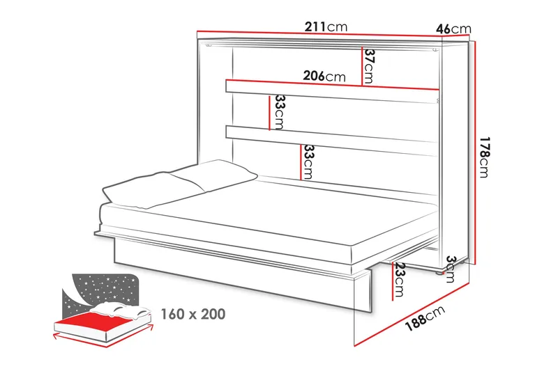 Rauk Sängskåp 211x188 cm - Vit - Möbler - Säng - Gästsäng & extrasäng - Sängskåp